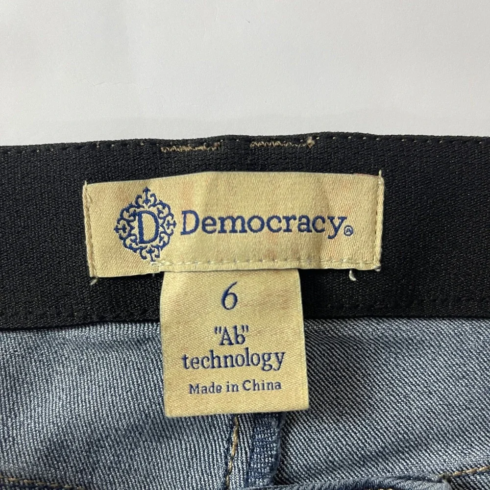 Democracy Jeans Womens 6 Blue Bootcut Ab Technology Raw Hem Crop Flare Boho
